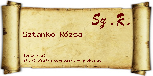 Sztanko Rózsa névjegykártya